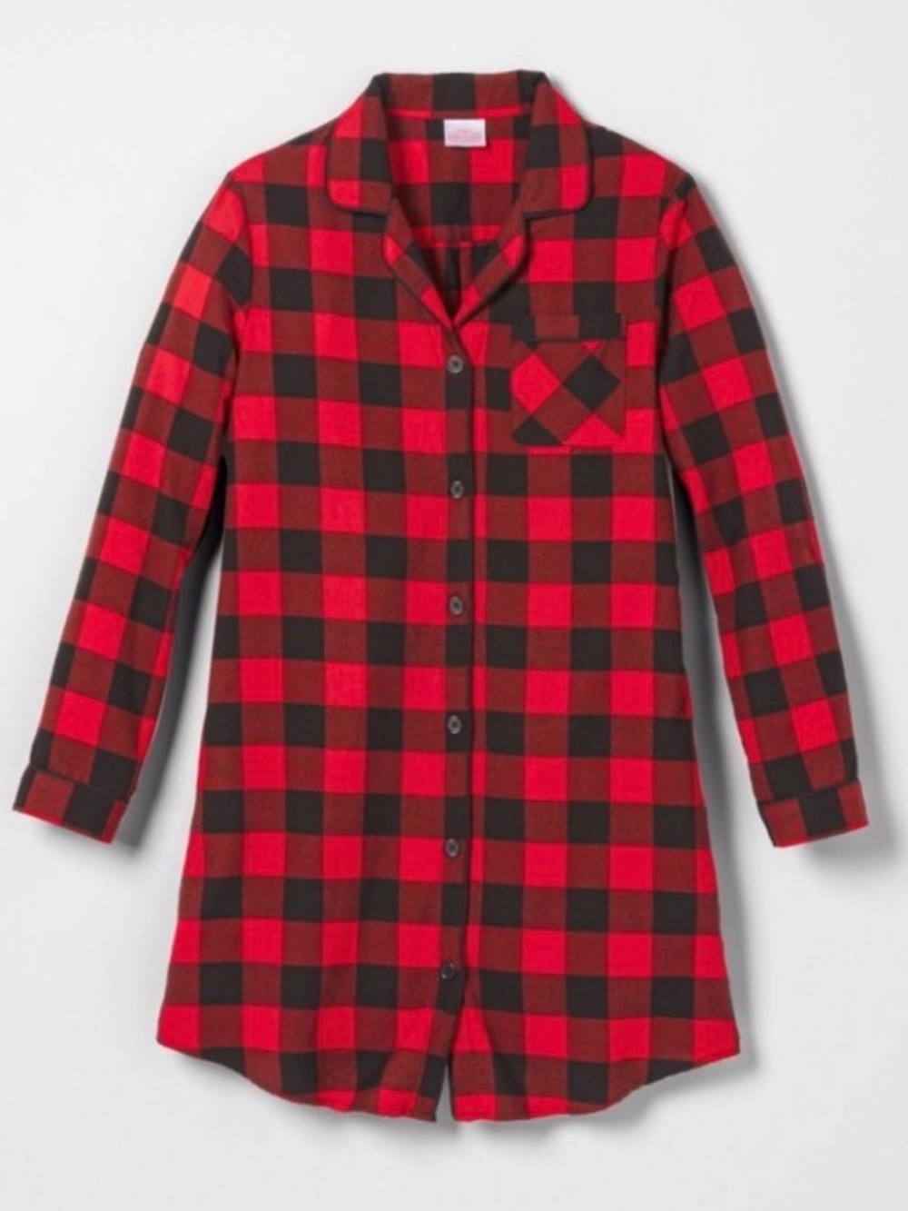Wondershop Red Black Buffalo Plaid Check Button-Front Nightshirt Holiday SZ L